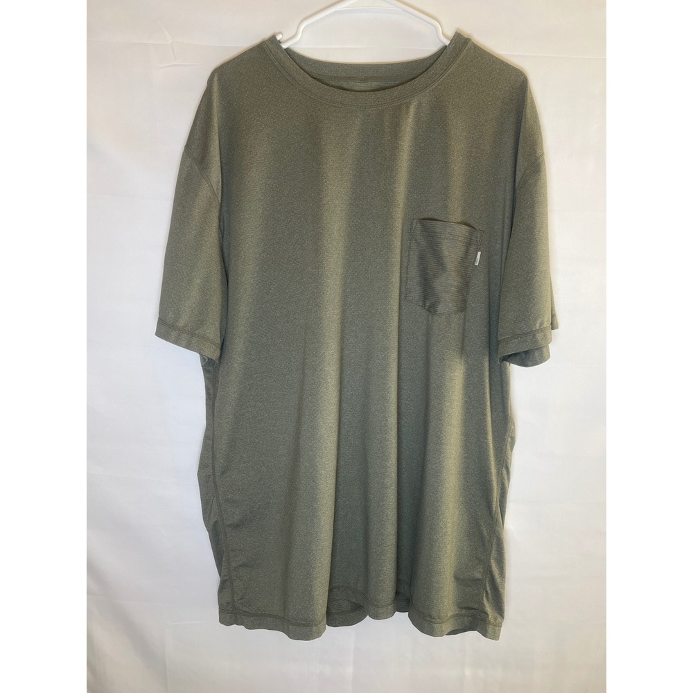 Vuori Athletic Performance Tee Men's Heathered Olive Green Pocket T-Shirt XL
